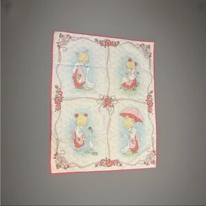Vintage Precious Moments Baby Quilt Girl Goose 45" X 33"